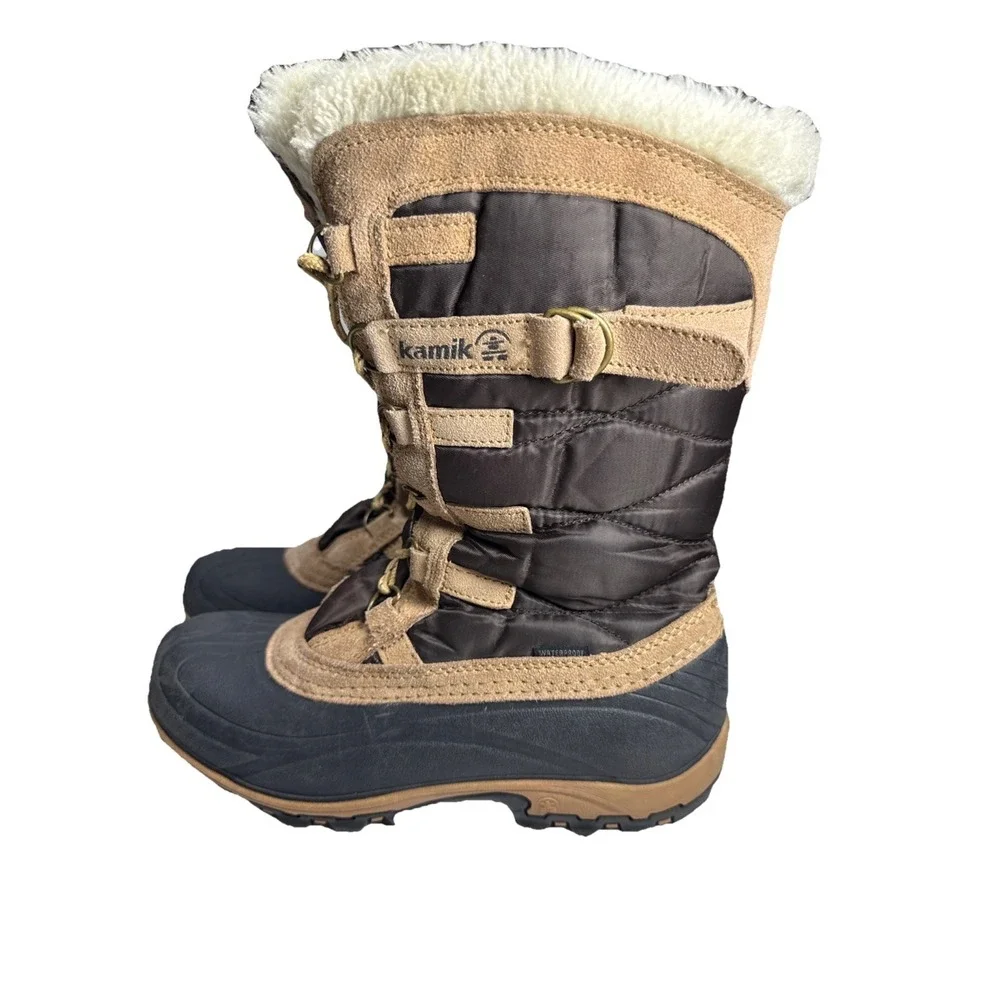 Kamik Snow Valley Brown Leather Faux Fur Thinsulate Snow Boots Women's‎ 8